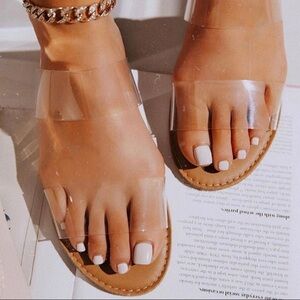 Clear Double Strap PVC Slides